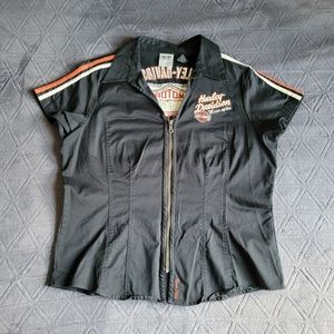 Harley Davidson front zip collar shirt
